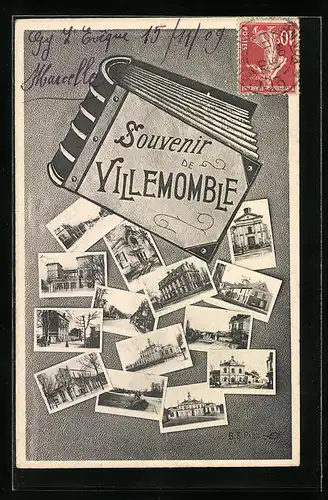 AK Villemomble, Chateau, Une rue, Salle des Fetes