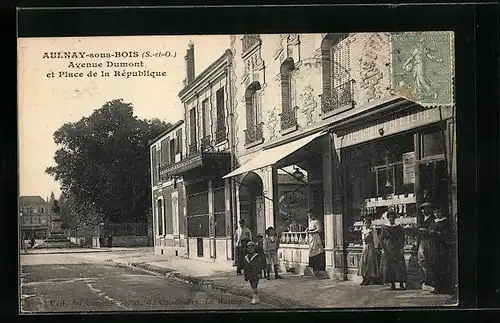 AK Aulnay-sous-Bois, Avenue Dumont et Place de la République