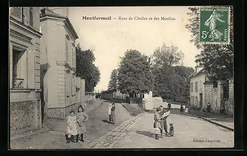 AK Montfermeil, Rues de Chelles et des Moulins