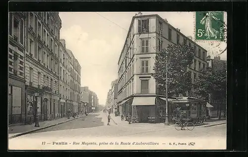 AK Pantin, Rue Magenta, prise de la Route d`Aubervilliers