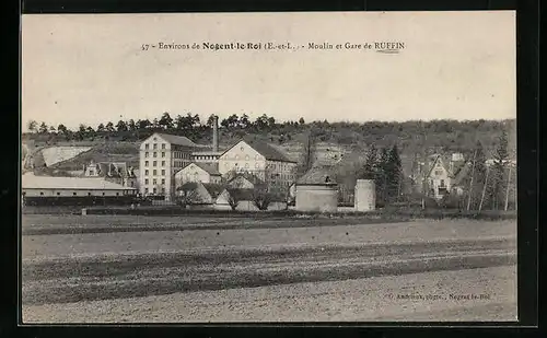 AK Nogent-le-Roi, Moulin et Gare de Ruffin