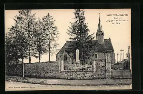 AK Bailleau-L`Évêque, L`Église et le Monument aux Morts