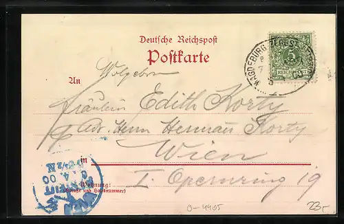 Lithographie Jessnitz, Neue Post und Raguhner Strasse, Spittelbrücke