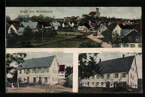 AK Mittelbuch, Gasthaus zur Traube, Bäckerei Karl Klumpp