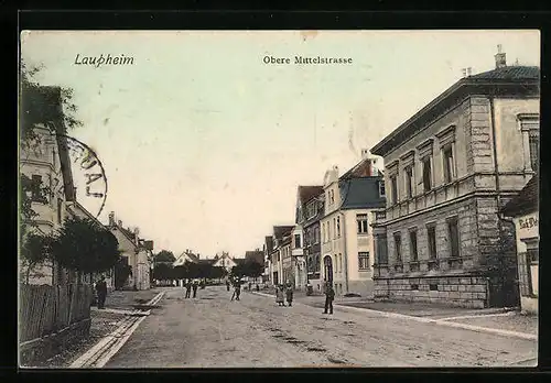 AK Laupheim, Blick in Obere Mittelstrasse