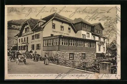 AK Oberprechtal /Bad. Schwarzwald, Gasthof-Pension zum Adler mit Auto