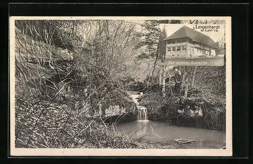 AK Langenhardt bei Lahr, Gasthaus Zur schönen Aussicht und Wasserfall