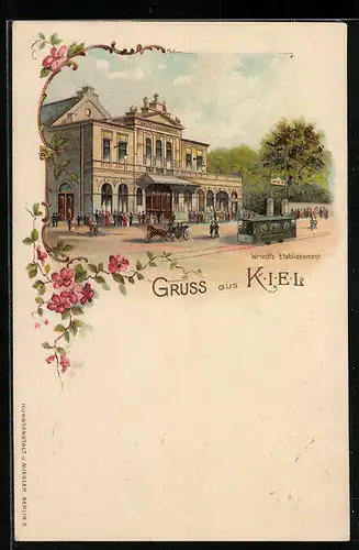 Lithographie Kiel, Gasthaus Wriedt`s Etablissement