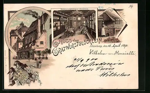 Lithographie Nürnberg, Gasthaus Bratwurstglöcklein