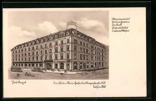 Lithographie Frankfurt am Main, Grosse Friedburgerstrasse 16-20, Hotel Drexel