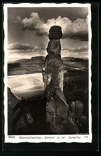 Foto-AK Walter Hahn, Dresden, Nr. 615: Kletterei an der Barbarine