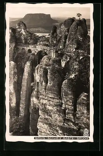 Foto-AK Walter Hahn, Dresden, Nr. 3208: Bastei-Brücke aus der Vogelschau