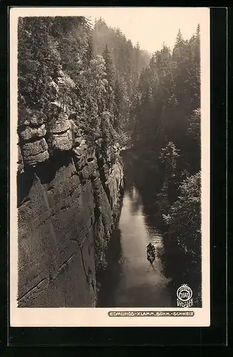 Foto-AK Walter Hahn, Dresden, Nr. 1641: Bootsfahrt in der Edmunds-Klamm