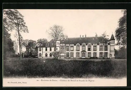 AK Dreux, Château du Breuil et Facade de l`Eglise