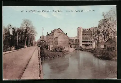 AK Mézières-en-Drouais, Vue sur l`Eure et les Moulins