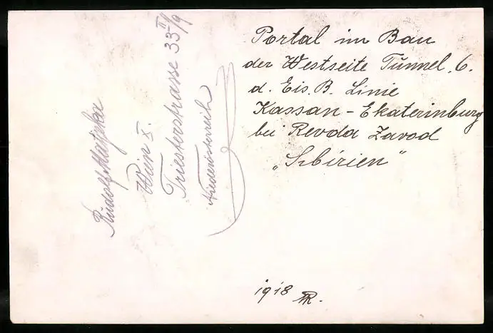 16 Fotografien unbekannter Fotograf, Ansicht Revda-Zavod / Sibirien, Tunnelbau Eisenbahn Kassan-Ekaterinburg 1918 17