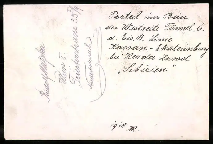 16 Fotografien unbekannter Fotograf, Ansicht Revda-Zavod / Sibirien, Tunnelbau Eisenbahn Kassan-Ekaterinburg 1918 17