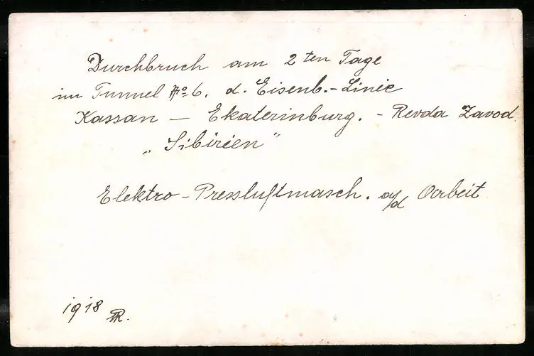 16 Fotografien unbekannter Fotograf, Ansicht Revda-Zavod / Sibirien, Tunnelbau Eisenbahn Kassan-Ekaterinburg 1918 22