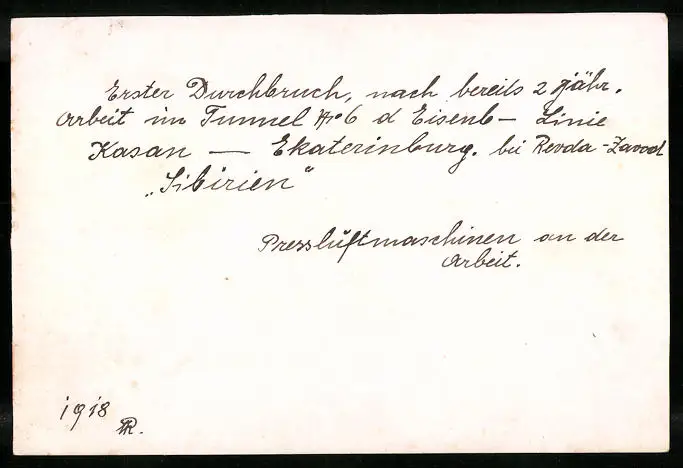 16 Fotografien unbekannter Fotograf, Ansicht Revda-Zavod / Sibirien, Tunnelbau Eisenbahn Kassan-Ekaterinburg 1918 26