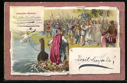 Lithographie Lohengrins Abschied