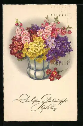 Künstler-AK Meissner & Buch (M&B) Serie 2574: Vase voll bunter Blumen