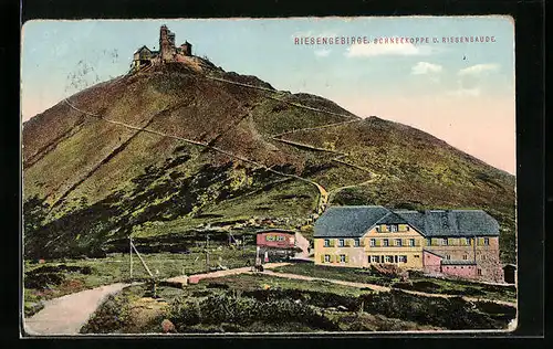 AK Schneekoppe und Riesenbaude