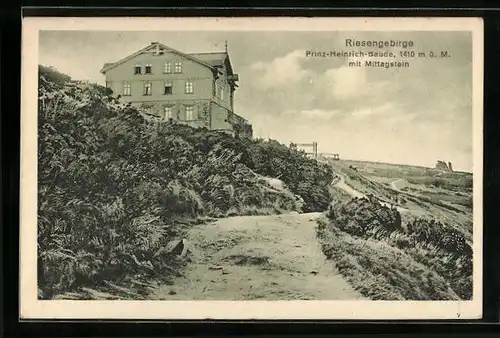 AK Riesengebirge, Prinz Heinrichbaude mit Mittagstein
