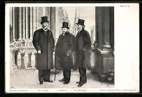 AK Bürgermeister Carl Lueger neben Strobach und Dr. Neumayer