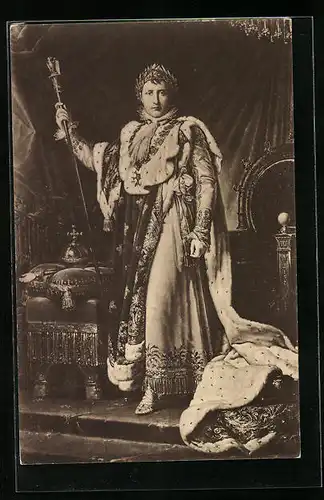 AK Napoleon Bonaparte in prunkvollem Gewand mit Lorbeerkranz