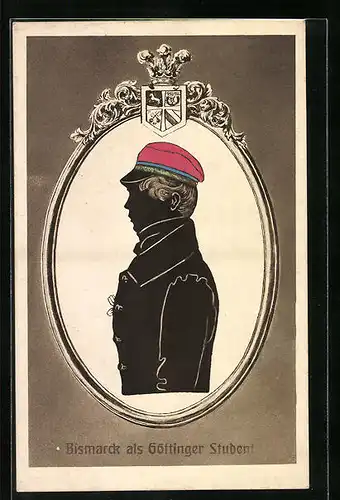 AK Silhouette von Bismarck als Göttinger Student im Profil