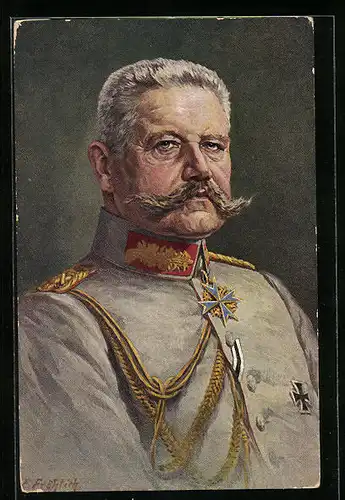 Künstler-AK Generalfeldmarschall Paul von Hindenburg im Portrait