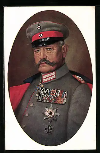 AK Generalfeldmarschall Paul von Hindenburg in Uniform mit Schirmmütze