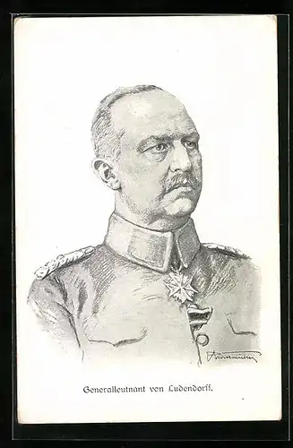 Künstler-AK Generalleutnant Erich Ludendorff in Uniform mit Eisernem Kreuz