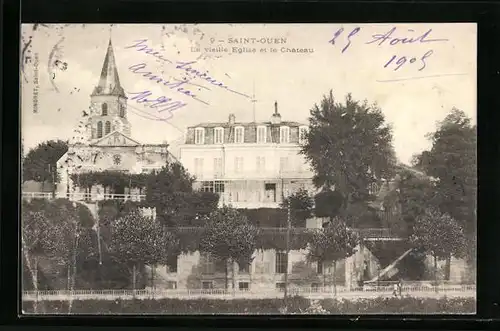 AK Saint Ouen, La Vieille Eglise et le Chateau