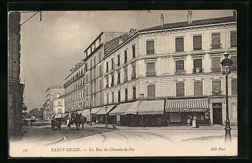 AK Saint-Denis, La Rue du Chemin-de-Fer
