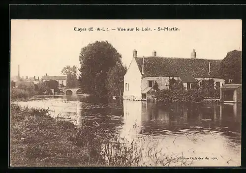 AK Cloyes, Vue sur le Loir, St-Martin