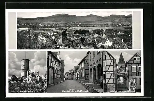 AK Muffendorf, Totalansicht und Teilansicht der Hauptstrasse, Godesburg