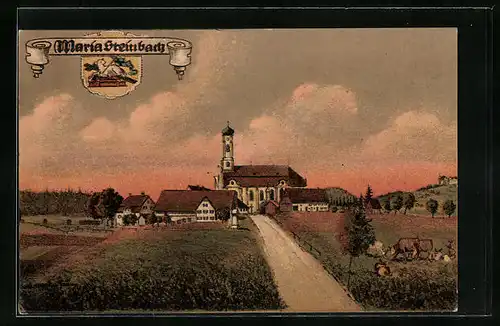 AK Maria Steinbach, Ortsansicht mit Kirche