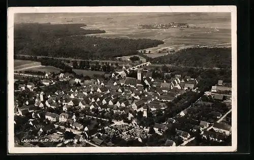 AK Leipheim a. D., Fliegeraufnahme des Ortes