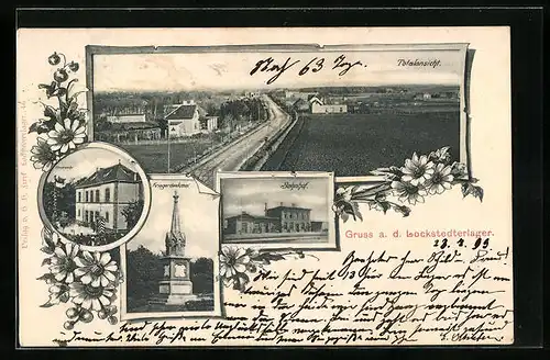 AK Lockstedterlager, Totalansicht, Bahnhof, Kriegerdenkmal