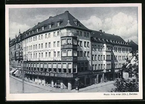 AK Zwickau /Sa., Gaststätte Ringkaffee und Ringhauskeller aus der Vogelschau