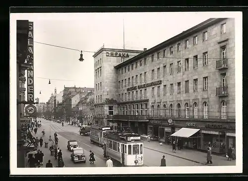 AK Mannheim, Heidelbergerstrasse Planken, Strassenbahn