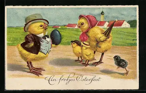 AK Feine Osterküken im Gespräch