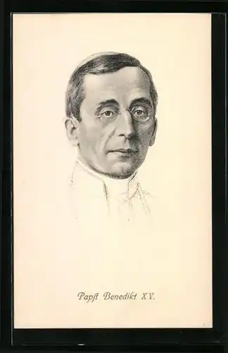 Künstler-AK Papst Benedikt XV., Portrait