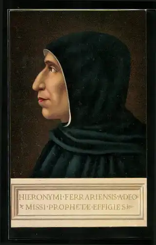 Künstler-AK Hieronymus Ferrariensis, Seitenportrait