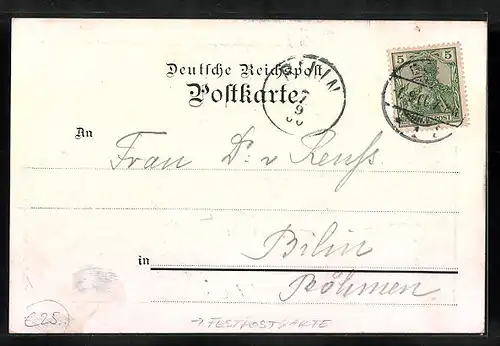 AK Bonn, Festpostkarte Katholikenversammlung 1900 mit Münsterkirche