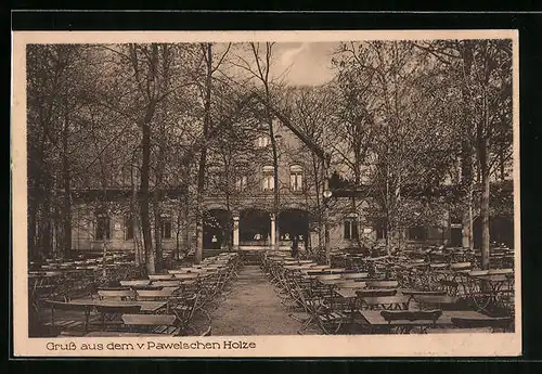 AK Braunschweig, Gasthaus im v. Pawelschen Holze - Gartenansicht
