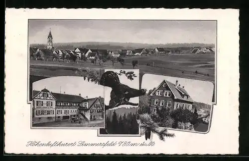 Präge-AK Simmersfeld, Gasthof und Pension zum Anker, Panorama des Ortes