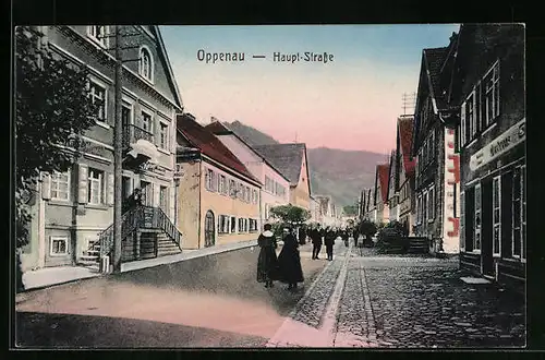 AK Oppenau, Hauptstrasse mit Geschäften
