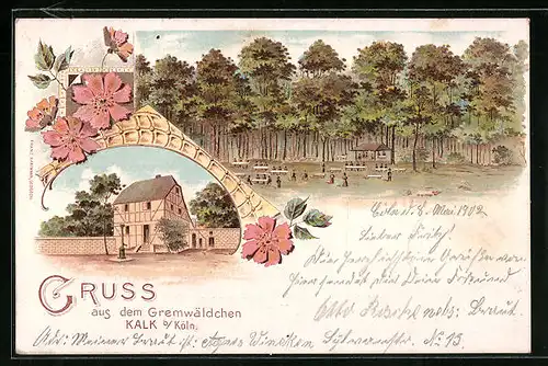 Lithographie Köln-Kalk, Gasthaus am Gremwäldchen